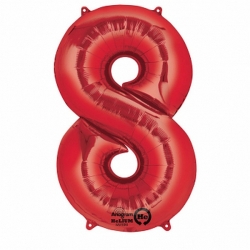 Balon foliowy czerwony cyfra 8 (86 cm)
